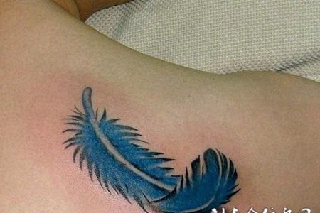 背部D羽毛纹身图案