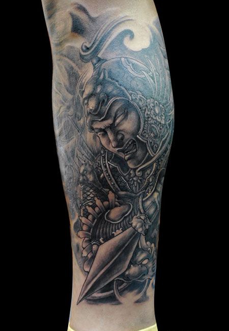 包小腿赵云纹身图案