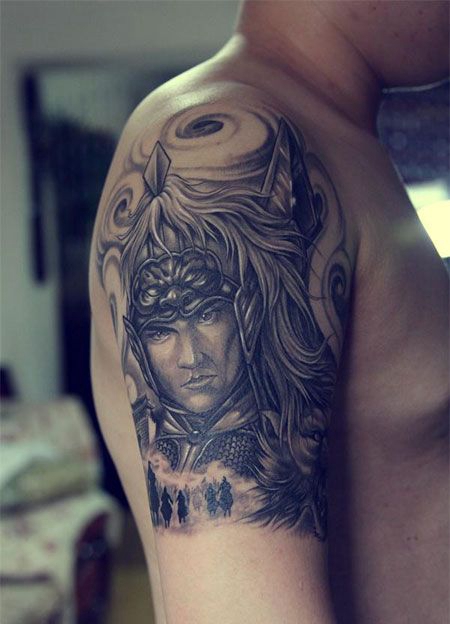 大臂帅气赵云纹身图案