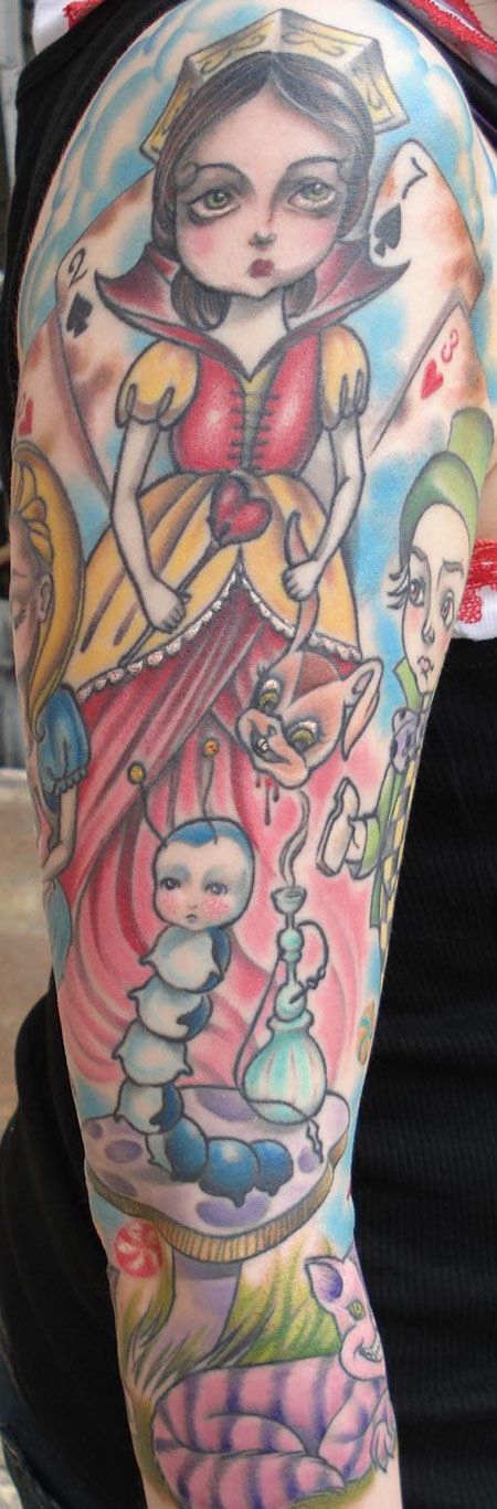 花臂卡通公主纹身图案