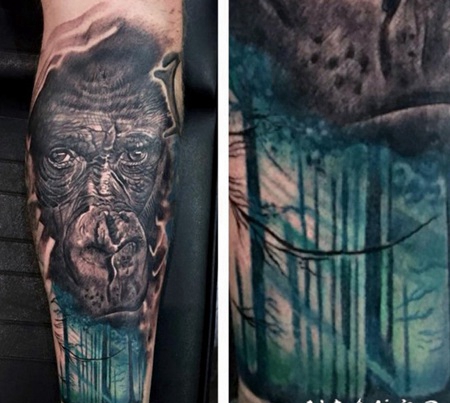 手臂黑猩猩纹身图片