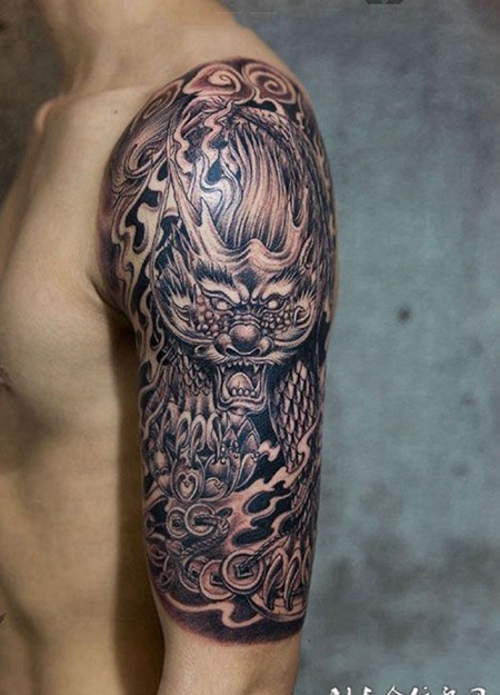 圣兽之王，手臂麒麟纹身图案