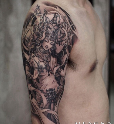 度化世人，手臂度母肖像纹身图案