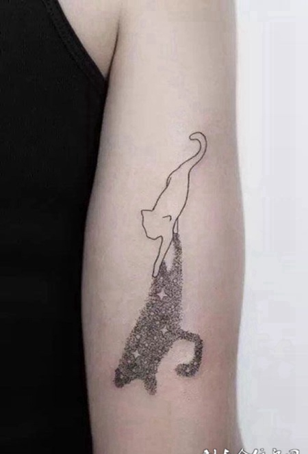 猫的影子，手臂猫纹身图案