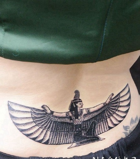 埃及女神，腰部个性纹身图案