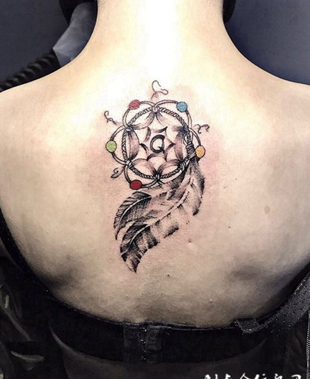 捕捉梦想，后背捕梦网个性纹身