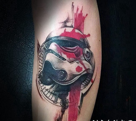 new school彩色风暴士兵头盔手臂纹身图案
