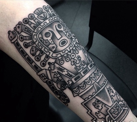 壮观的黑色部落雕像个性手臂纹身图案