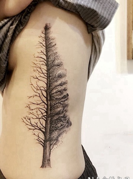 一岁一枯荣，腰部个性大树点刺纹身