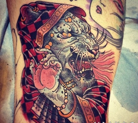 彩色奇特的幻想老虎纹身图案