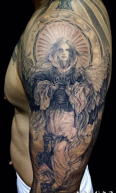 天国来客，手臂守护天使个性纹身