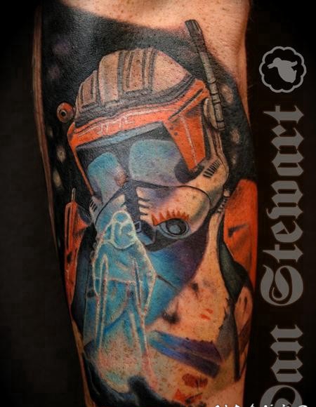 彩色星球大战主题的骑兵手臂纹身图案