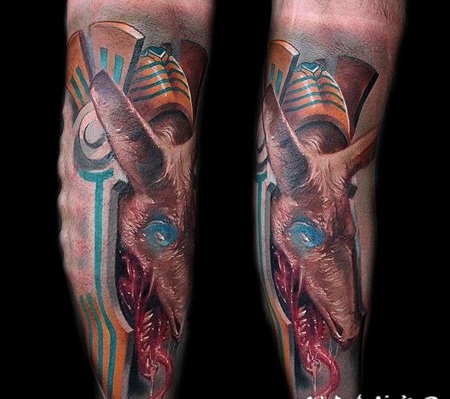 new school彩色血腥幻想怪物手臂纹身图案