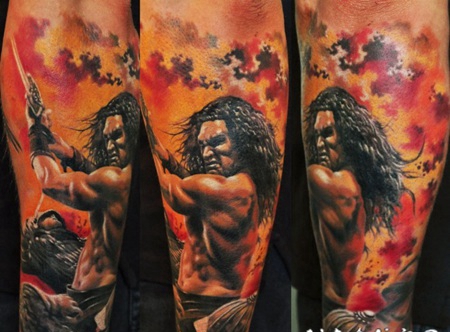 new school邪恶的泰山手臂纹身图案