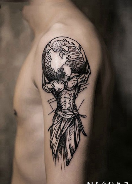 手臂上的阿特拉斯纹身图案