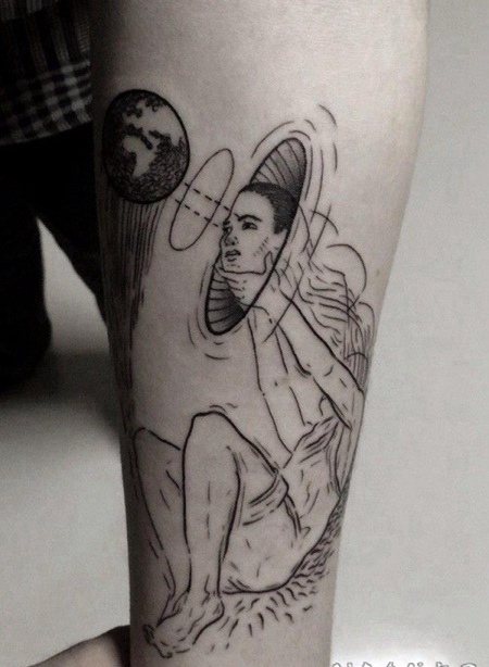 奇怪的黑色神秘人类手臂纹身图案