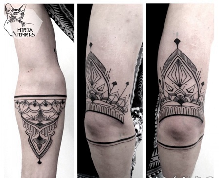 神秘的黑色装饰手臂纹身图案