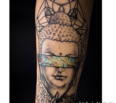 印度教如来佛祖雕像手臂纹身图案