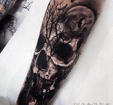亡灵之森，手臂个性骷髅纹身