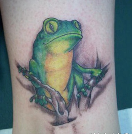 青蛙彩绘脚踝纹身图案