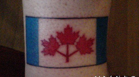 加拿大国旗彩绘脚踝纹身图案