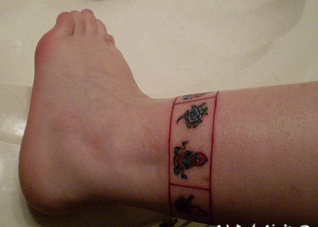 各种标志彩色脚踝纹身图案