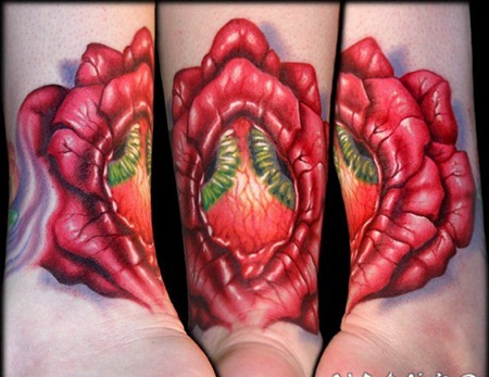 彩色的神秘花脚踝纹身图案