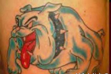 卡通斗牛犬彩色纹身图案