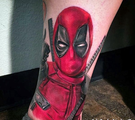 惊人的逼真邪恶死侍脚踝纹身图案