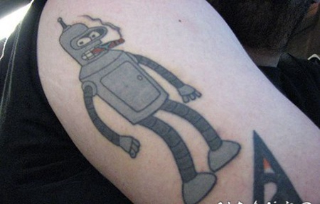 手臂未来世界的卡通机器人纹身图案