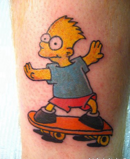 巴特辛普森经典彩色卡通纹身图案