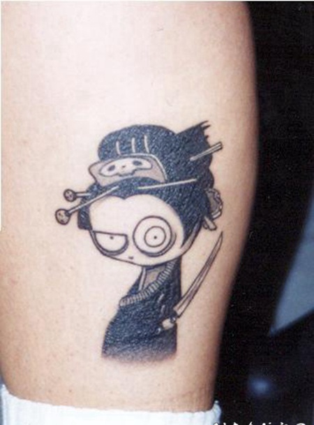 卡通艺妓忍者日式纹身图案