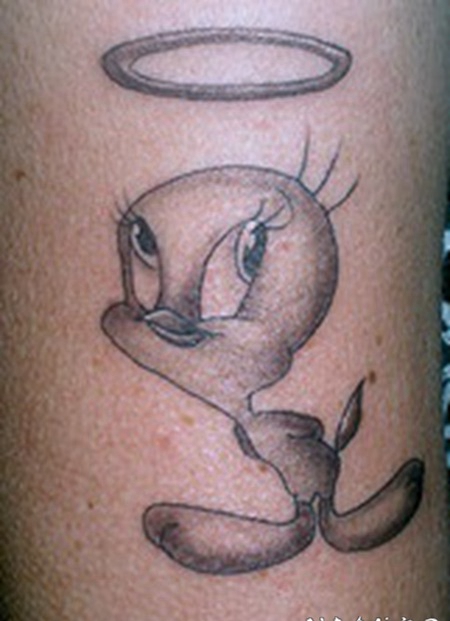 小鸟与光环卡通纹身图案