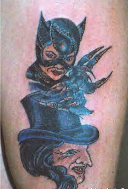 猫女人和巫婆卡通纹身图案