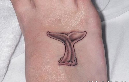 鲸鱼尾巴脚背纹身图案