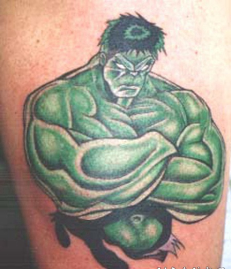 不可思议的绿巨人卡通纹身图案