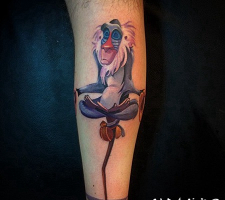 彩色的动画狒狒手臂纹身图案