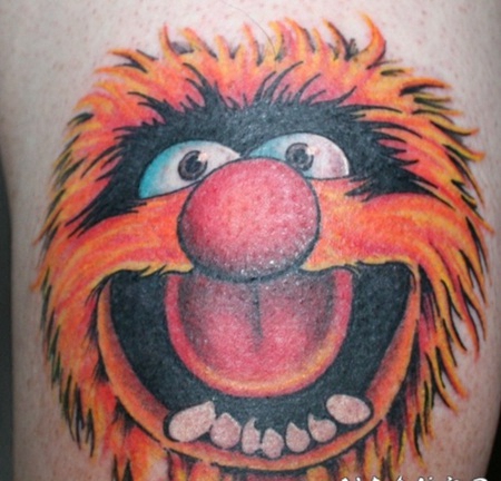 芝麻街动物彩色卡通纹身图案