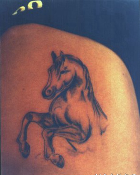 背部马腾跃纹身图案
