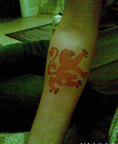 橙色的动物狮子手臂纹身图案