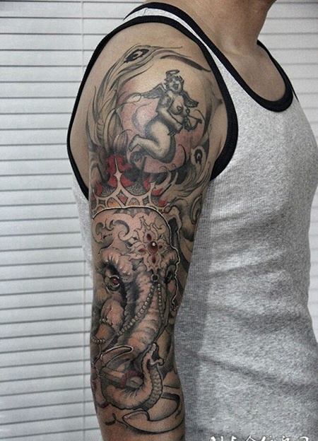 神之度化，手臂象神个性纹身