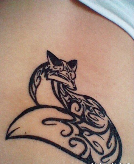 黑色部落狐狸图腾纹身图案