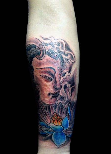 手臂哪吒莲花纹身图案
