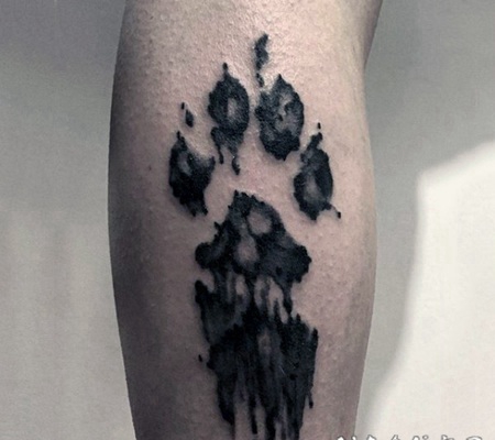 动物爪印黑色泼墨纹身图案