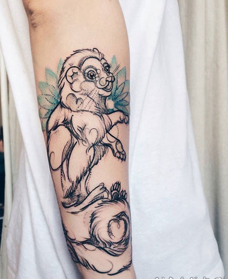 经典的素描风格动物手臂纹身图案