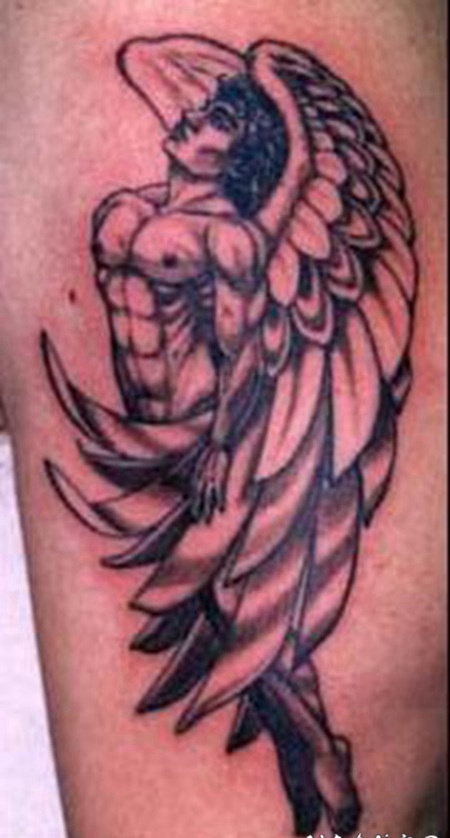 维京战士天使和翅膀纹身图案