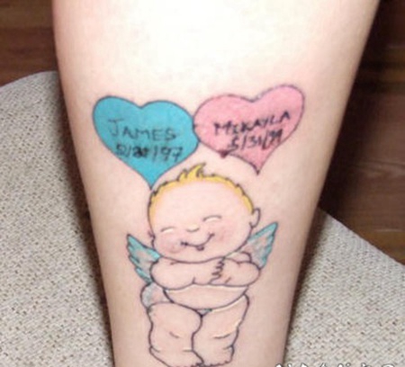 卡通新生的小天使纹身图案