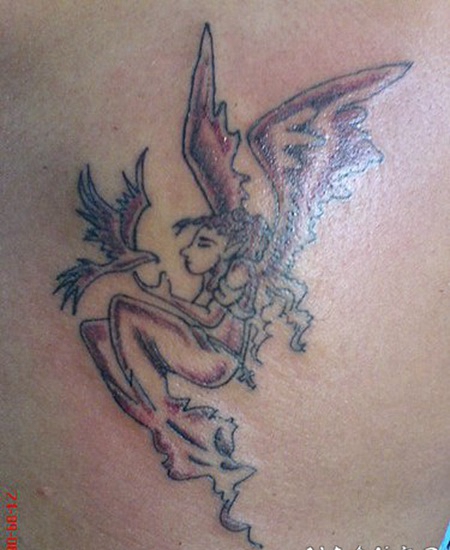 小鸟和天使简约纹身图案