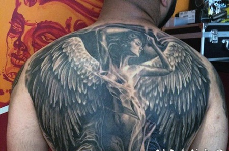背部好看的诱惑天使纹身图案