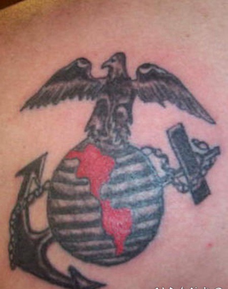 鹰和船锚球体纹身图案